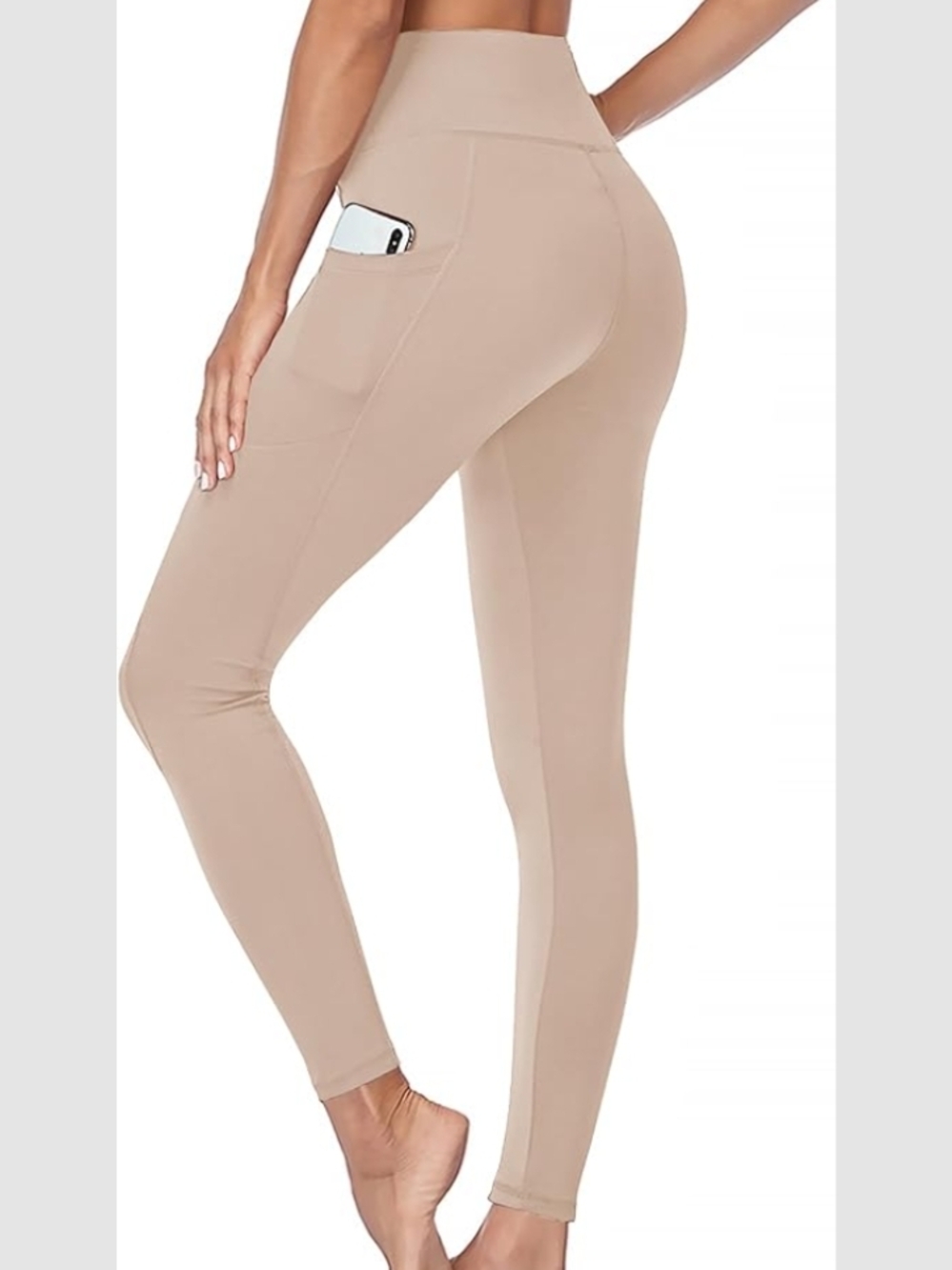 High-Waist Pocket Leggings - Nude